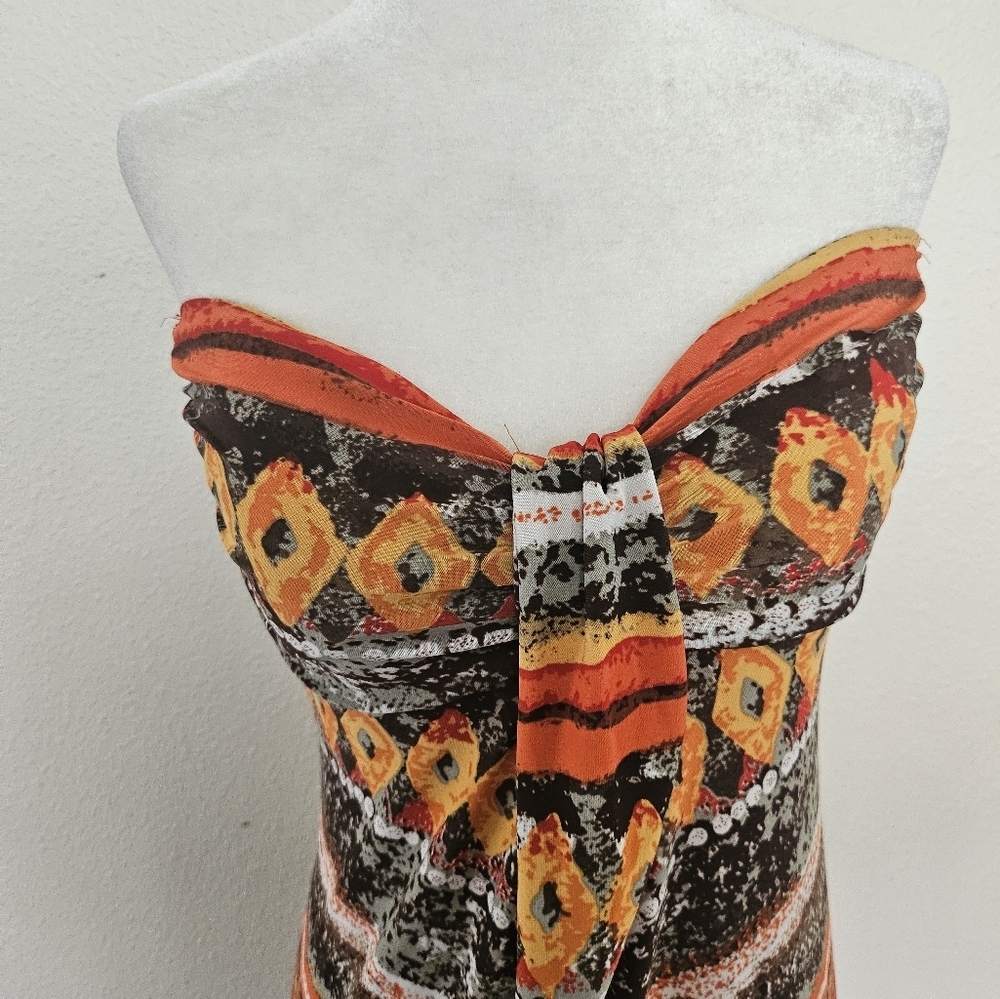 Colorful Tribal Strapless Maxi Dress Chic Casual  Size M. - Picture 6 of 9